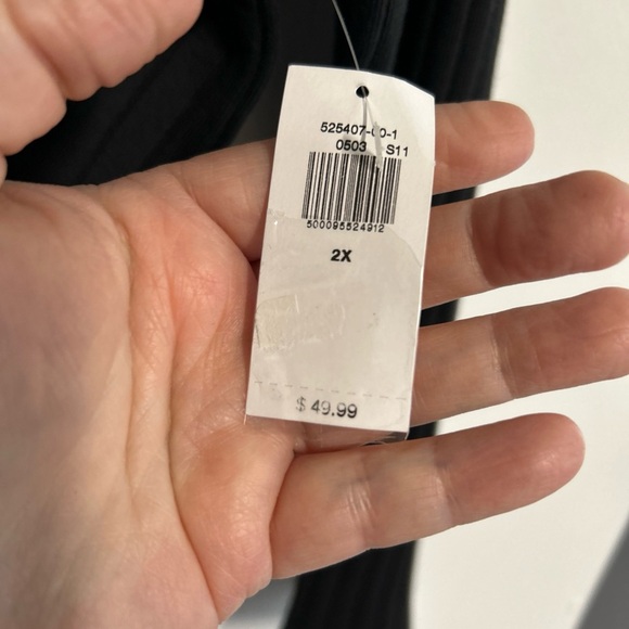 Old Navy Womens XXL Black Ribbed Knit Sweater Dress Long‎ Sleeve Belt 1/4 Button - Picture 9 of 14